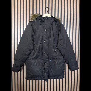 Abercrombie & Fitch Parka Jacket Medium Mens Fur Puffer Nylon Hooded Expedition